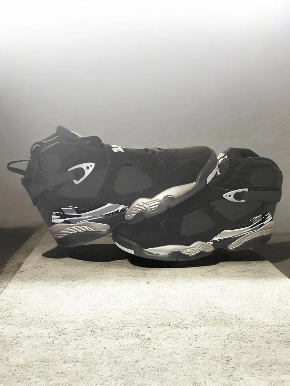 Jordan 8 Chrome Black Men's High-Top Athletic Sneakers